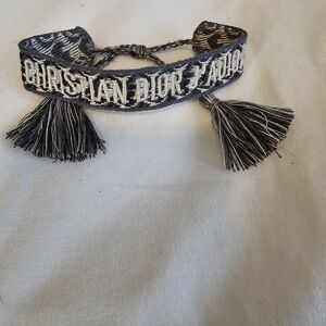 Christian Dior Gray Embroidered Friendship Bracelet